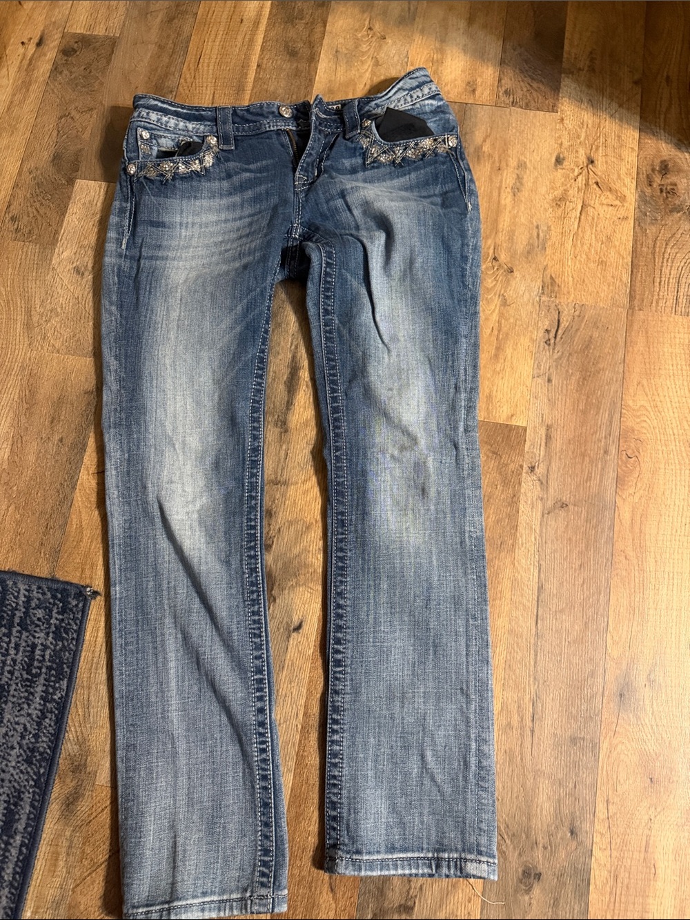 Miss Me Straight Leg Jeans in Washed Blue size 28 signature straight